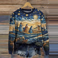 Comstylish Christmas Nativity Night Printed Round Neck Casual Sweatshirt