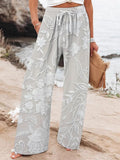 Women's Casual Retro Embroidered Floral Print Pants artswardrobe