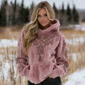Comstylish Women's Retro Celtic Knot Art Pattern Plush Hoodie