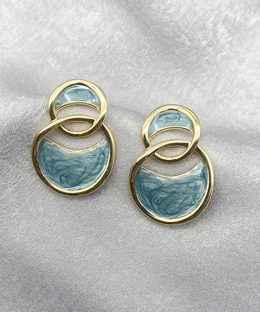 Blue Copper Overgild Hoop Earrings