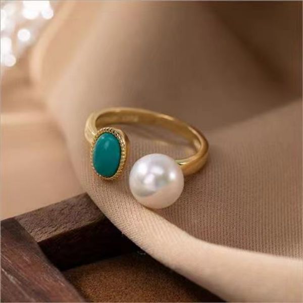 Sterling Silver Temperament Pearl Colour Block Rings