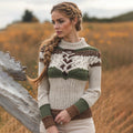 Irish Contrast Celtic Jacquard Turtleneck Knit Sweater artswardrobe