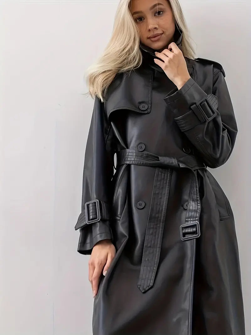 LM | Trench coat leather jacket with belt