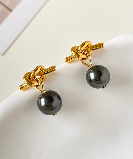 Diy Gold Copper Overgild Resin Pearl Drop Earrings