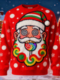 Comstylish Santa Claus Eating Lollipop Crew Neck Sweatshirt