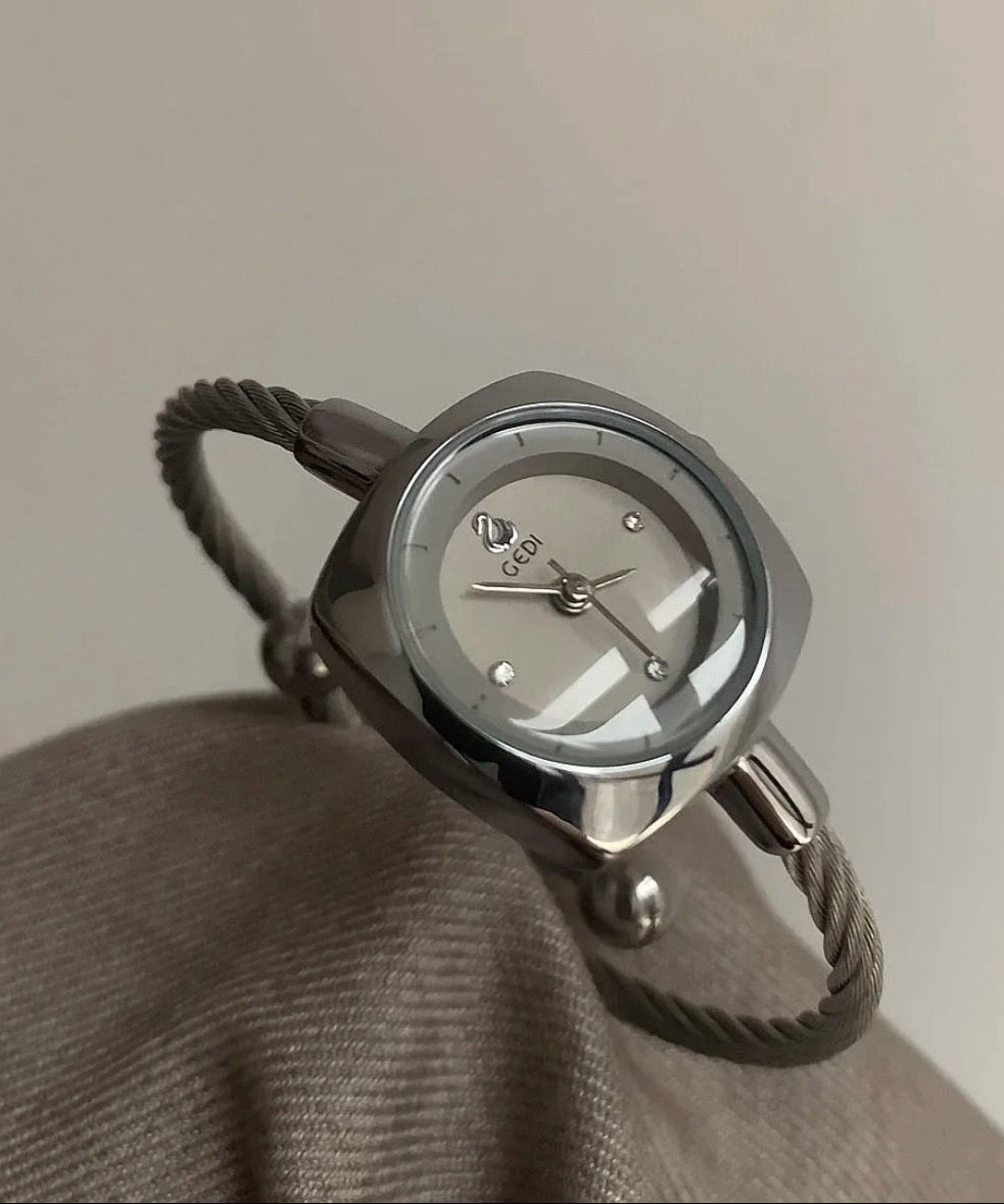 Green Stainless Steel Reinforced Glass Square Watches