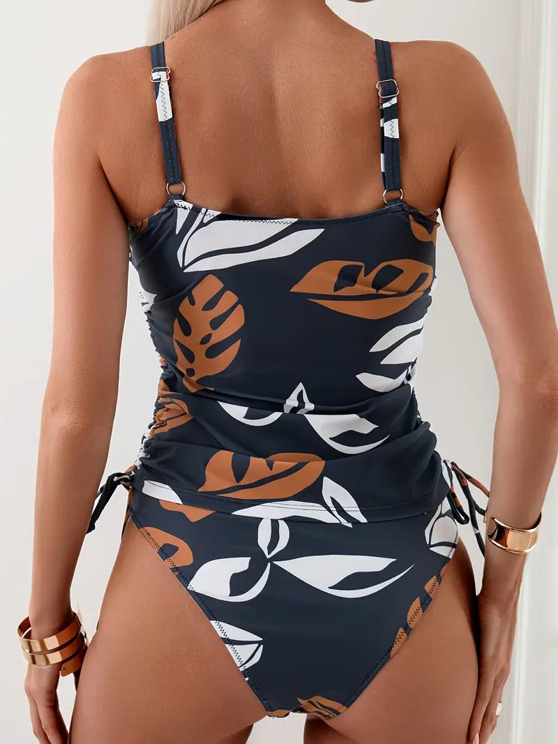 Juniper® | Leaf Print Tankini Bikini Top and Bottoms