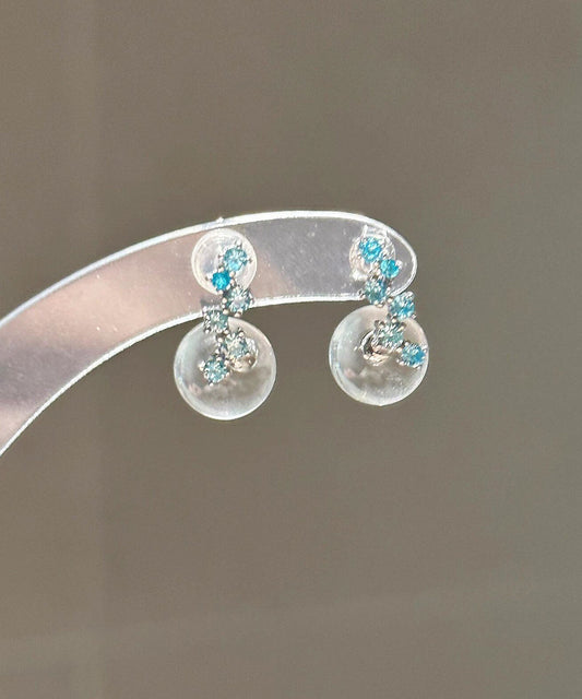 Transparent Color Sterling Silver Zircon Glass Marble Drop Earrings