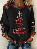 Comstylish Women's Christmas Casual Patchwork Comfortable Sweatshirt2
