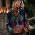 Women's Classic Viking Tree Of Life With Floral Art Gradient Comfort Hoodie artswardrobe