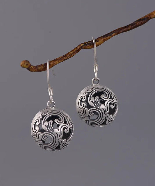 Silk Sterling Silver Auspicious Cloud Hollow Out Drop Earrings