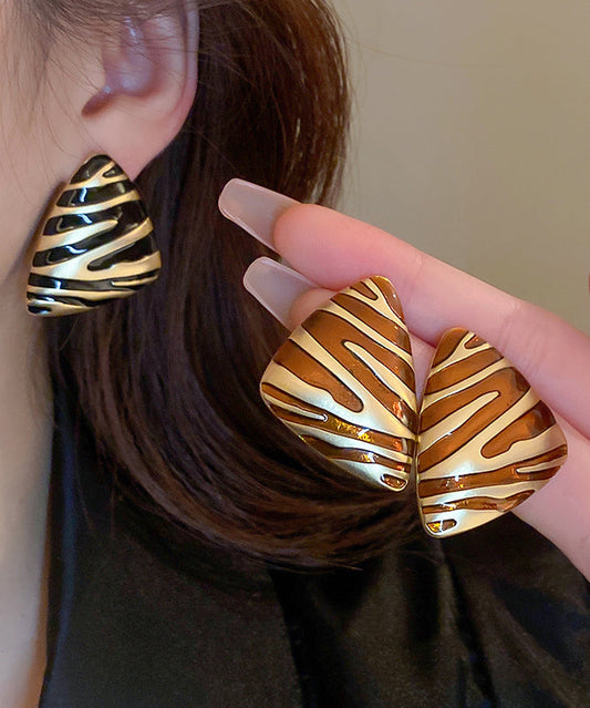Black Copper Alloy Triangl Stud Earrings