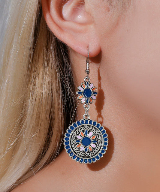 Retro Silk Sterling Silver Alloy Cloisonne Drop Earrings