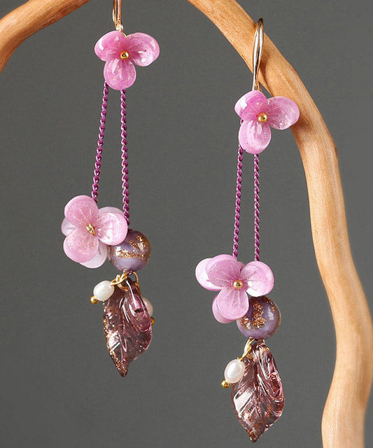 Rose Sterling Silver Pearl Coloured Glaze Drop Earrings
