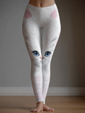 Comstylish Women's Cute Cat Knitted Tight-fitting Leggings