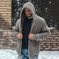 Men's Solid Color Pocket Hooded Knit Sweater Cardigan artswardrobe