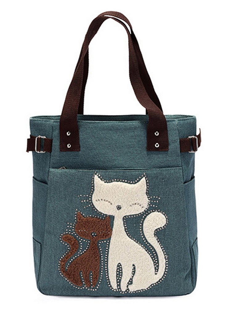 Fuzzy Cats Rhinestone Utility Shoulder Bag elevenforest