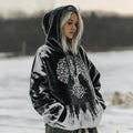 Comstylish Women's Retro Celtic Tree Of Life Color Block Hoodie