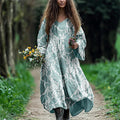 Vintage Floral Lace Linen Blend Flowy Maxi Dress artswardrobe