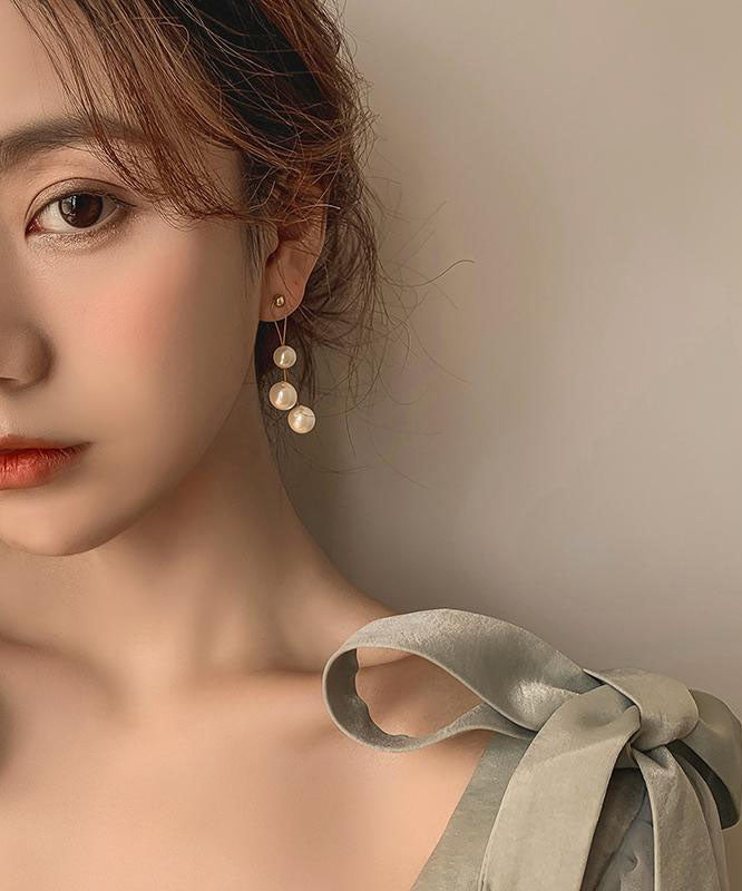 Art White Pearl S925 Silver Drop Earrings
