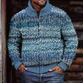 Men'S Retro Color Gradient Chunky Knit Comfort Zip-Up Cardigan artswardrobe