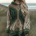 Women's Irish Celtic Knotted Contrast Hooded Sweater artswardrobe