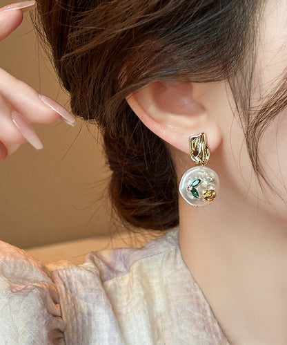 Original Design Gold Copper Alloy Pearl Drop Earrings