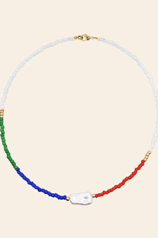 Sally Rainbow Millet Beads Pearl Necklace Set