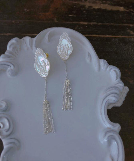 Silk Stering Silver Magpie Tassel Drop Earrings