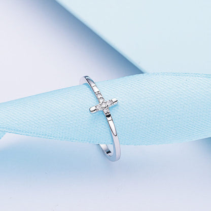 Mini Diamonds Cross Ring - (adjustable)