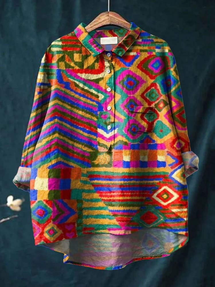 Chemise décontractée à imprimé floral vintage pour femmes