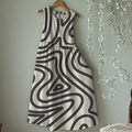 Vintage Stripe Art Linen Tank Midi Dress artswardrobe