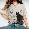 Bamboo Forest & Cat Painting Art T-Shirt elevenforest