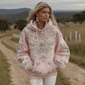 Comstylish Women's Flower Embroidery Art Long Sleeve Casual Hoodie