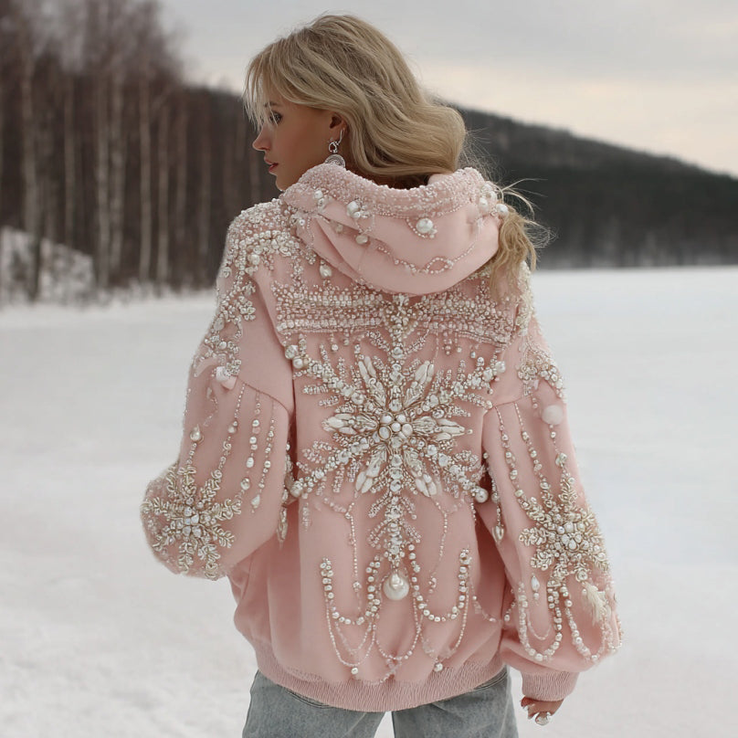 Comstylish Women's Christmas Snowflake Pattern Long Sleeve Casual Hoodie