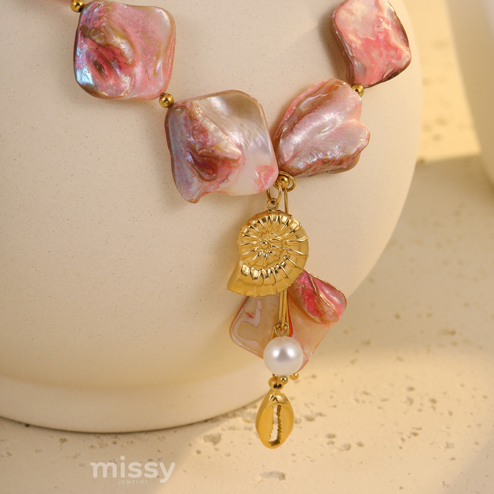 Saori Pink Shell Necklace