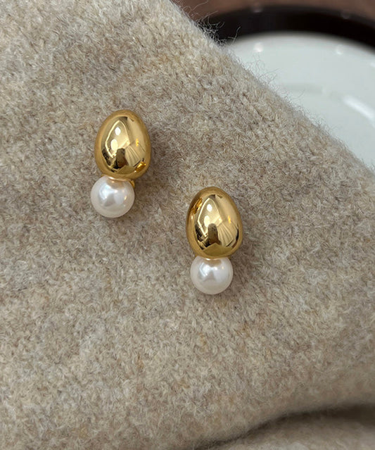 Gold Stcopper Overgild Pearlud Earrings