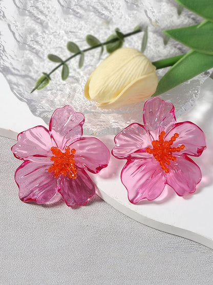 Flower Shape Slightly Sheer Earrings Accessories