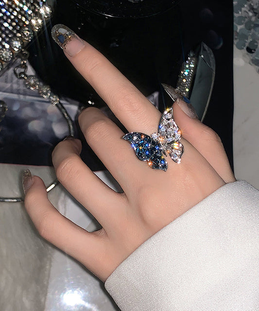Blue Alloy Butterfly Zircon Rings