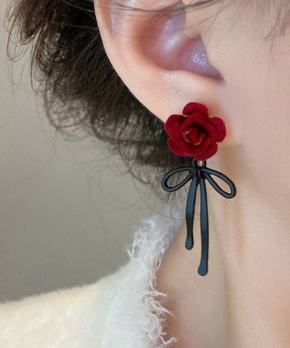 Stylish Mulberry Sterling Silver Flocking Butterfly Drop Earrings