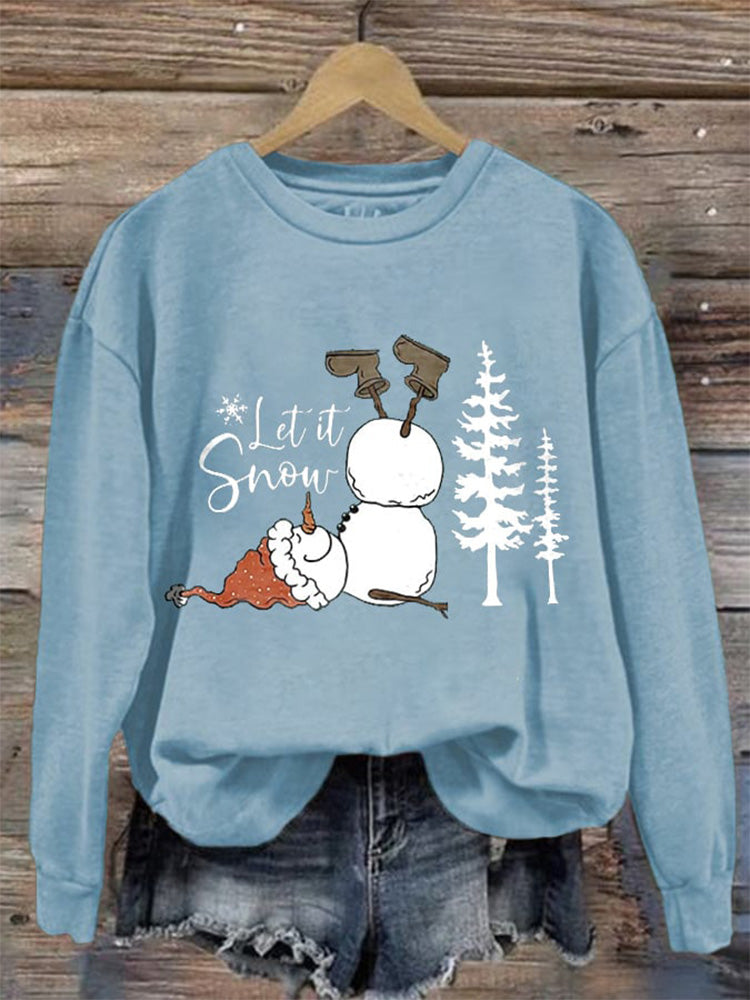 Comstylish Women's Let It Snow Snowman Print Casual Sweatshirt