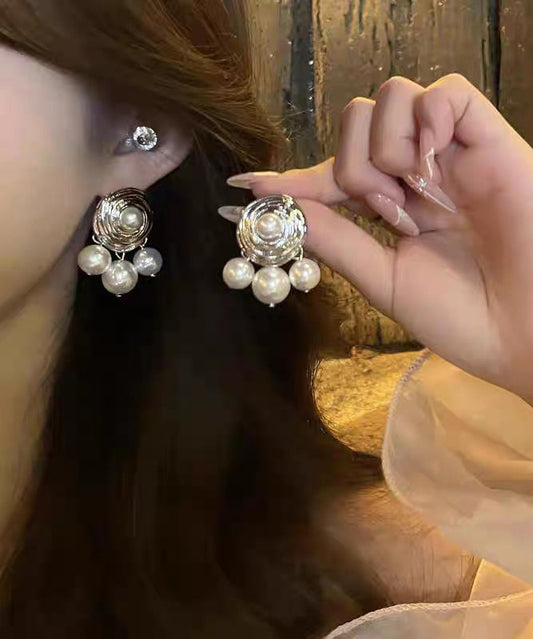 Silk Sterling Silver Pearl Stud Earrings