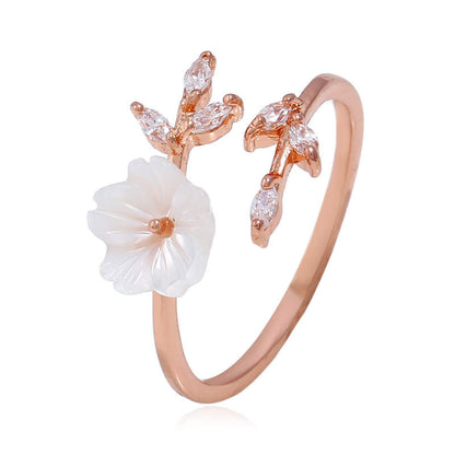 Copper Luck Ring With Plum Blossom Leaf Pattern