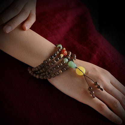 8mm Agarwood Jade Wood Mala Beads Bracelet for Balance