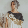Comstylish Vintage Gilded Sequin Floral Art Linen Shirt