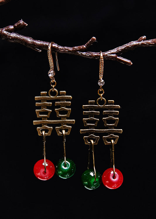 Handmade Xi Wedding Copper Tassels Drop Earrings