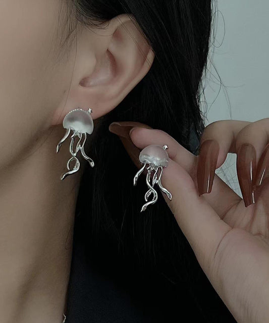 Silk Copper Resin Jellyfish Stud Earrings