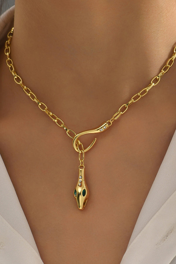 Metal Diamond Ouroboros Necklace