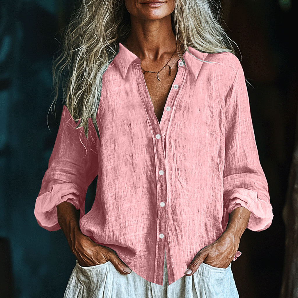 Comstylish Vintage Elegant Art Linen Ruffle Shirt