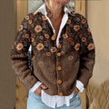 Retro Flower Print Buttoned Sweater Cardigan artswardrobe